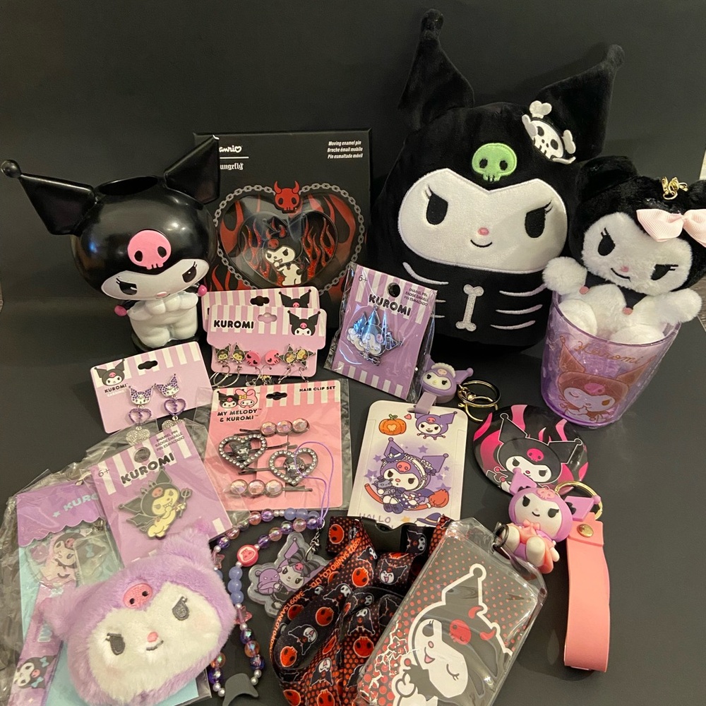 Sanrio Hello Kitty Kuromi Pins, Earrings, Keychains, Plush, Makeup Holder, Etc.